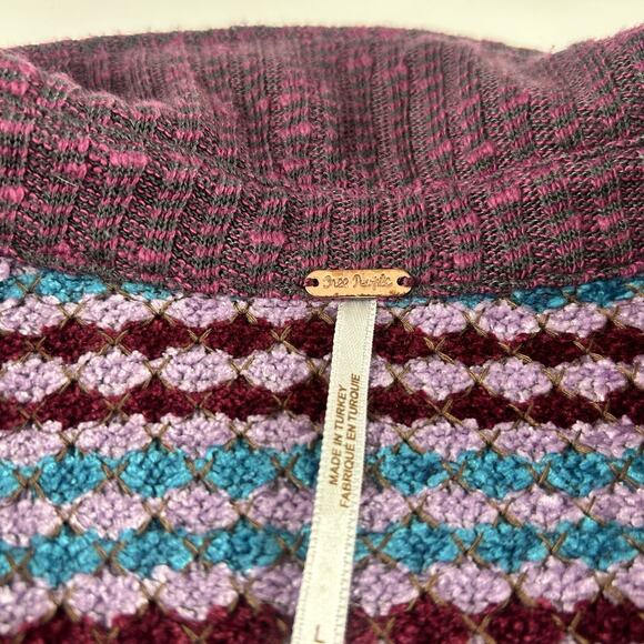 Free People Maggie Sweater Mini Short Dress Chunky Soft Collared Purple Large - Picture 6 of 16